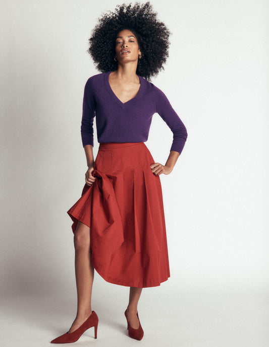 Elsie Cashmere V Neck Jumper-Deep Grape