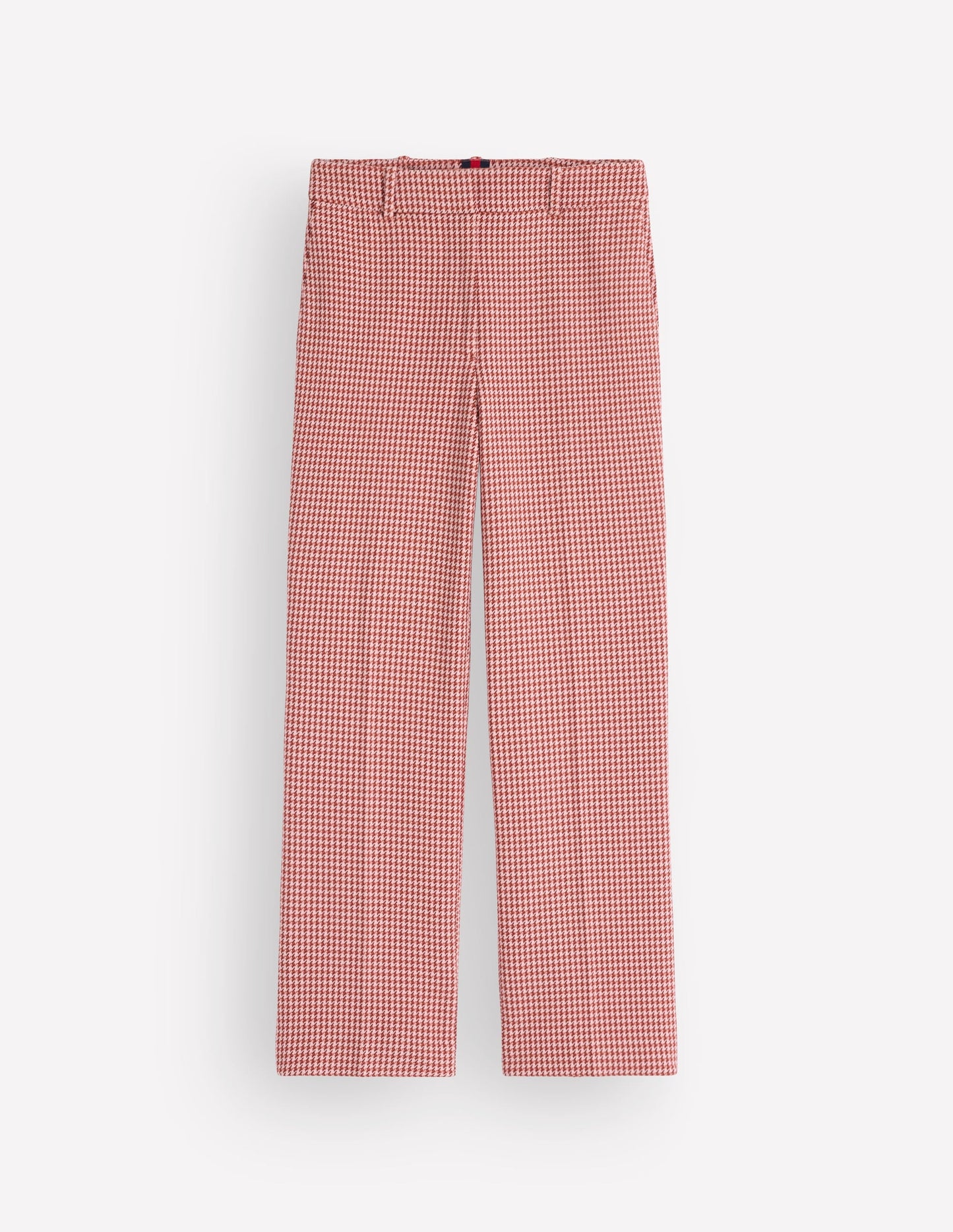 Canonbury Cotton 7/8 Trousers-Pink, Brown Puppytooth