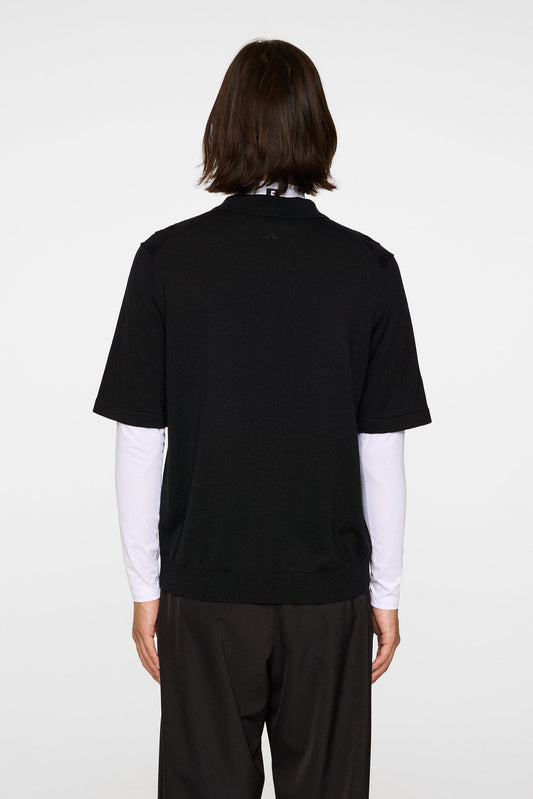 Remy Structure Zip Knit Polo / Black