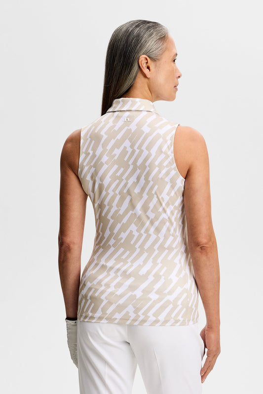 Dena Print Sleeveless Polo / Oak Island Fossil M
