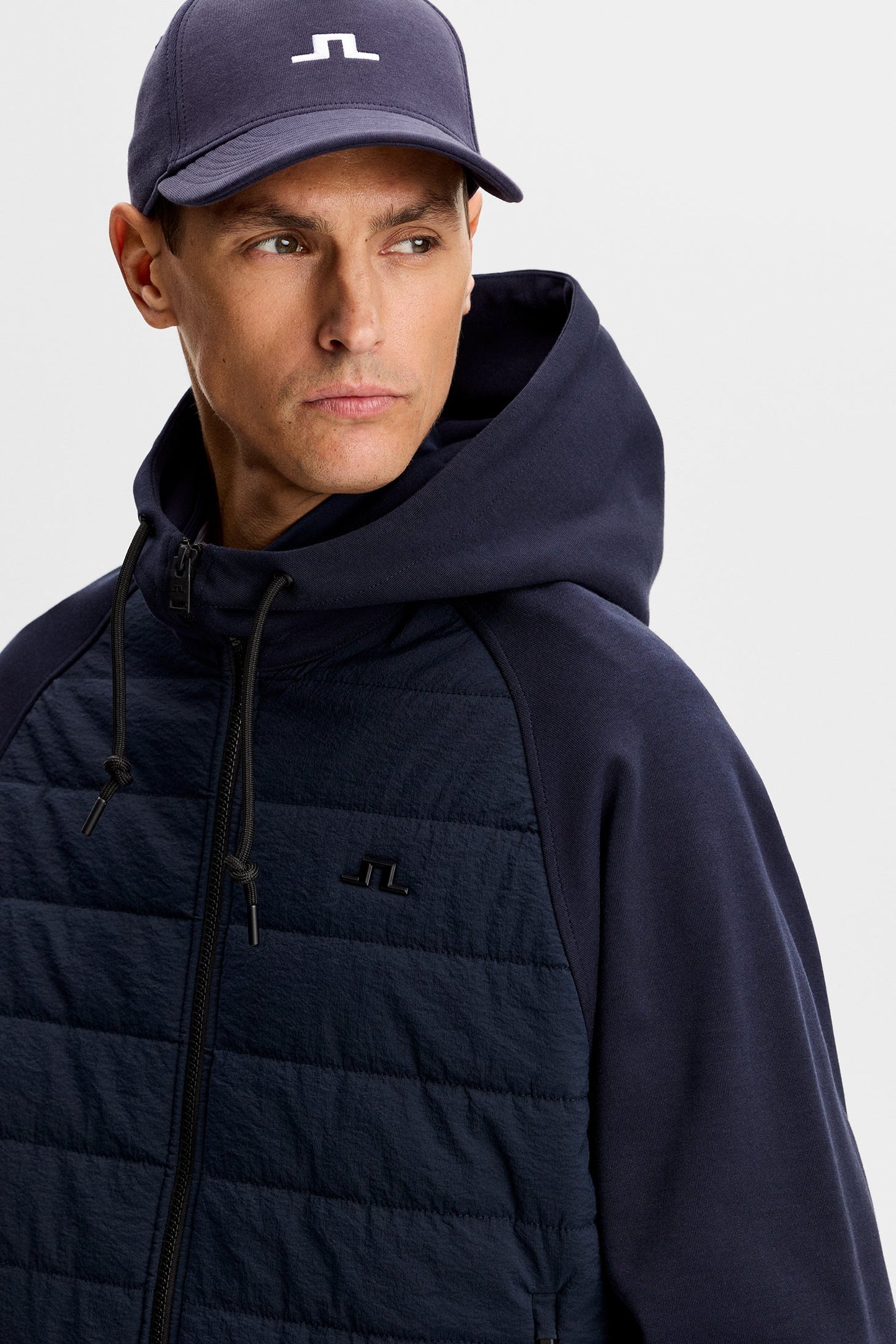 Mijo Hybrid Zip Hood Jacket / Navy