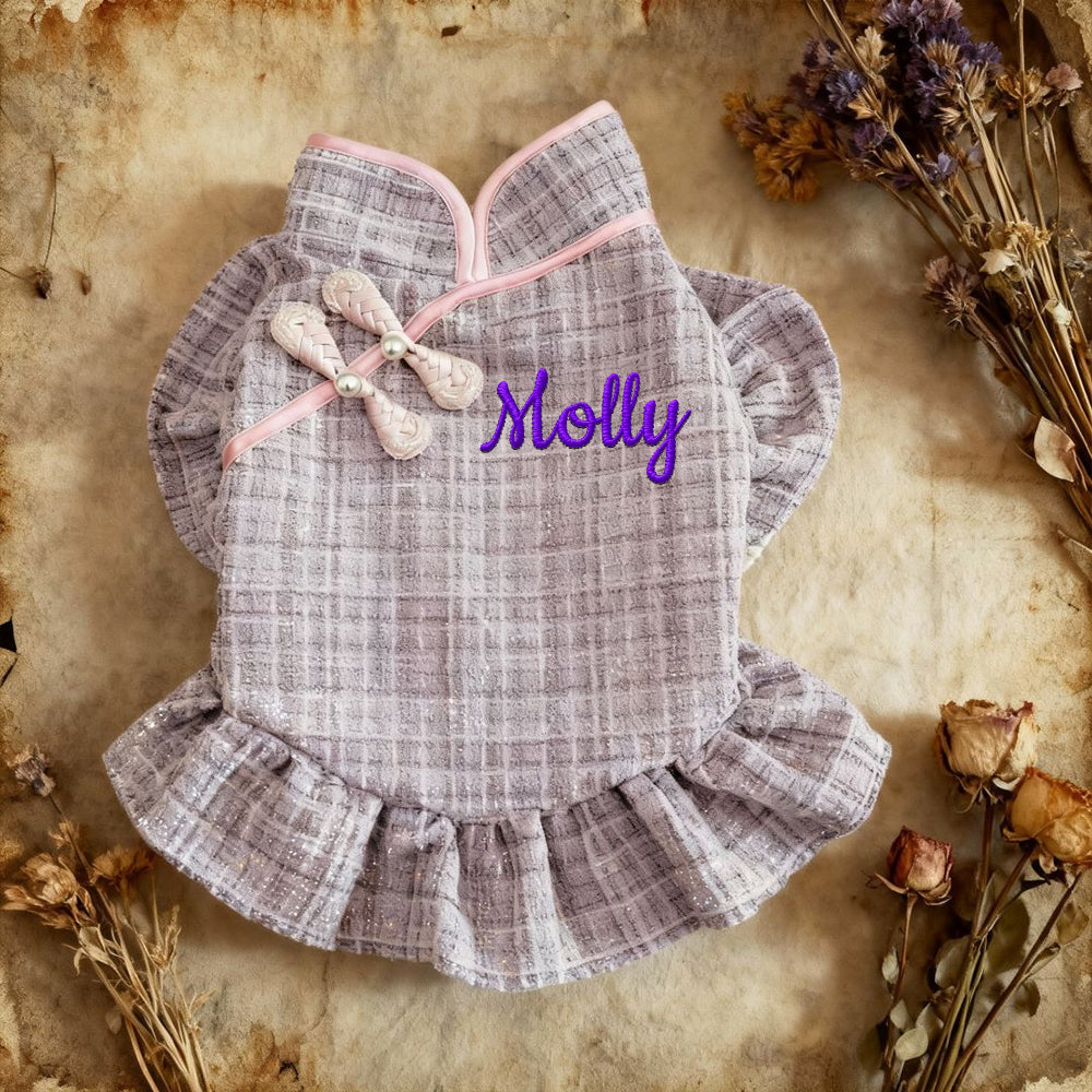 Personalisiertes, besticktes elegantes Haustierkleid mit Namen | inCloth09