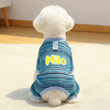 Personalisierter gestreifter Hunde-Jumpsuit mit Namen | inCloth47