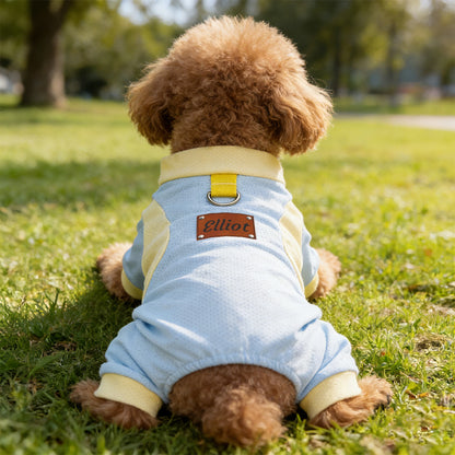 Personalized Leather Patch Name Breathable Summer Pet Jumpsuit  | inCloth64