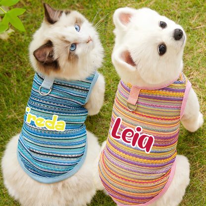 Personalisierter gestreifter Hunde-Jumpsuit mit Namen | inCloth47