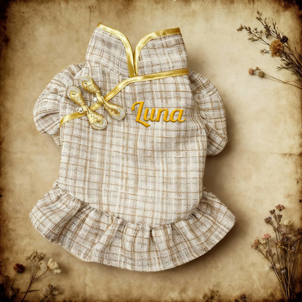 Personalisiertes, besticktes elegantes Haustierkleid mit Namen | inCloth09