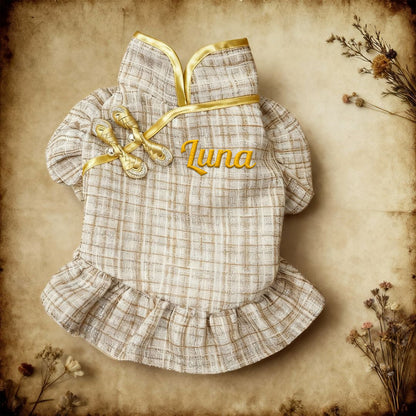 Personalisiertes, besticktes elegantes Haustierkleid mit Namen | inCloth09