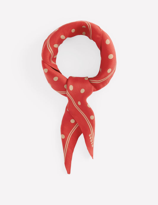 Elisabeth Silk Square Scarf-Red, Camel Spot