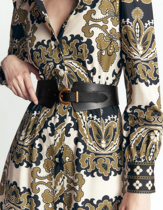 Leather Wide Waist Belt-Black