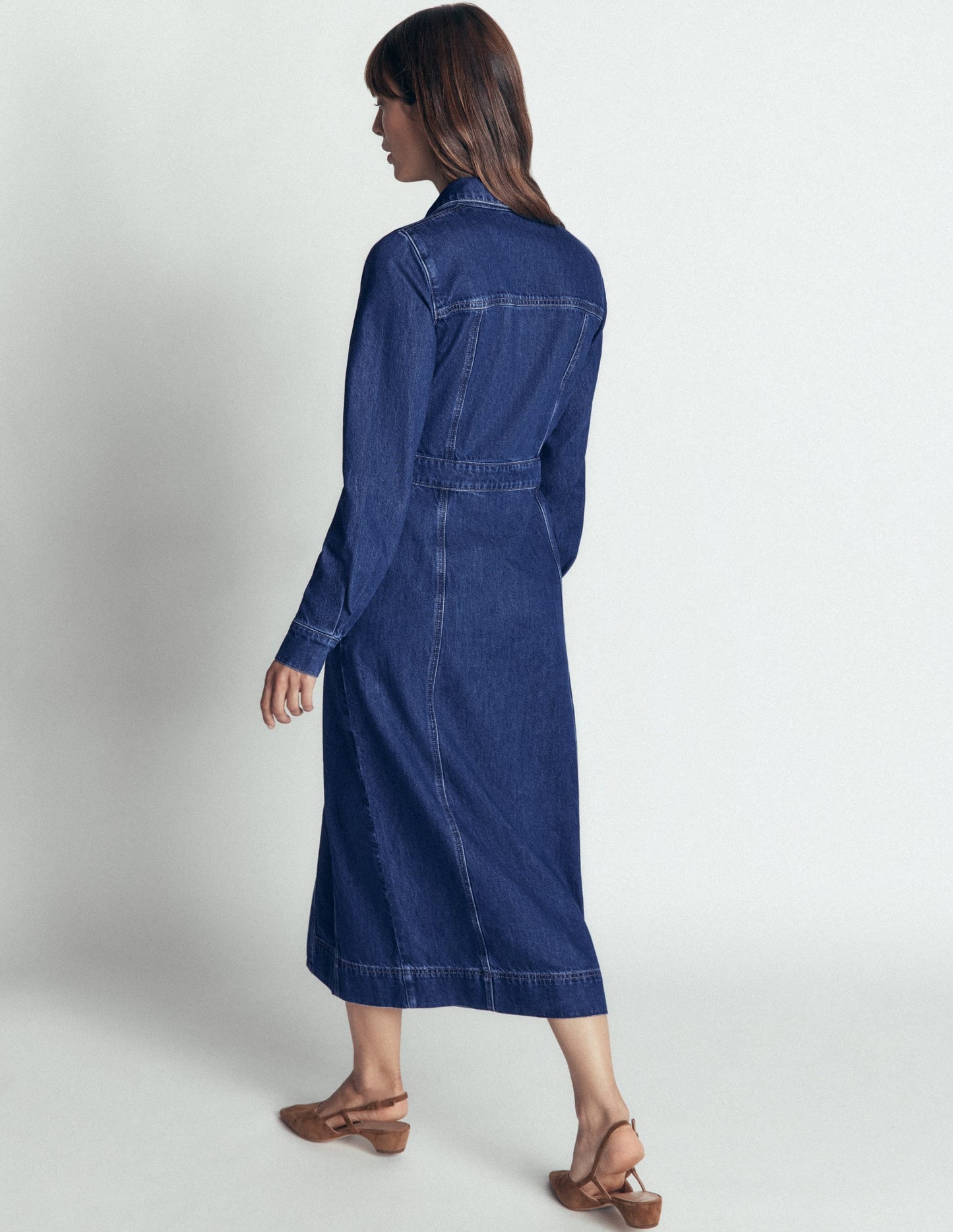 Fleur Denim Midi Dress-Mid Vintage Denim