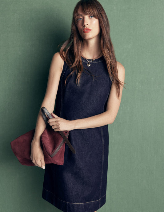Lou Denim Shift Dress-Indigo Denim
