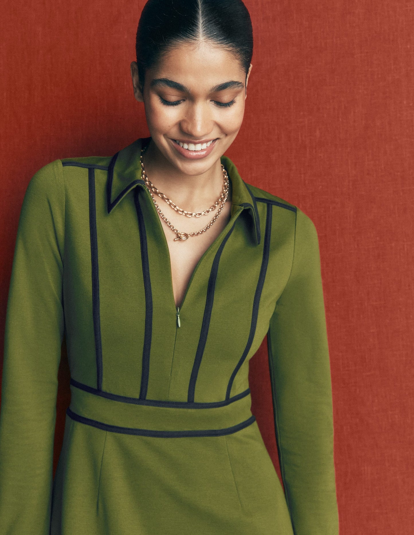 Ula Ponte Short Dress-Brunswick Green, Navy
