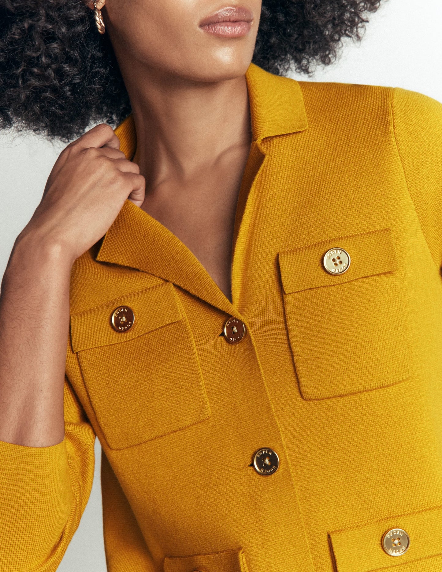 Phoebe Collared Knitted Jacket-Golden Rye