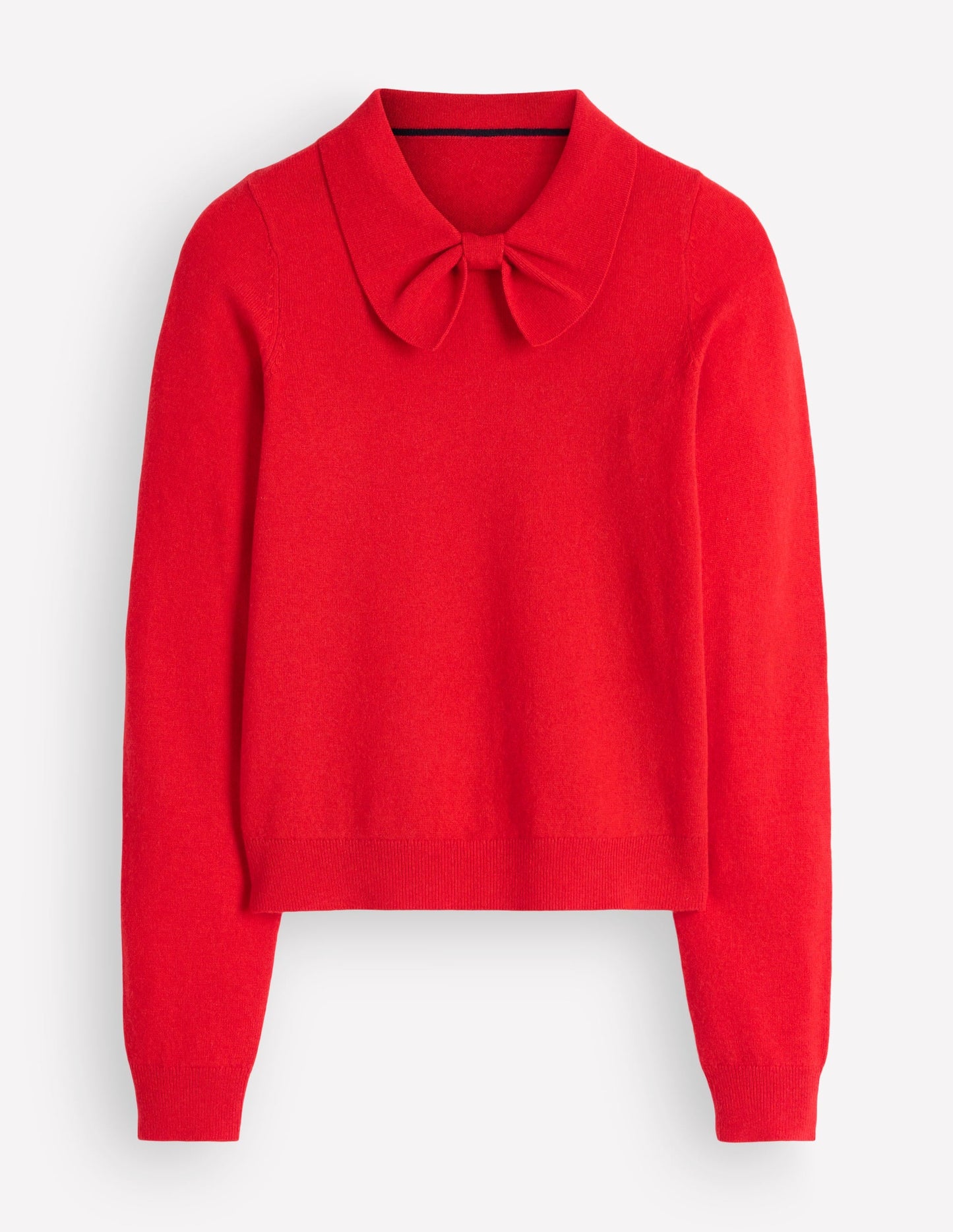 Bow Neck Knitted Jumper-Poppy Red