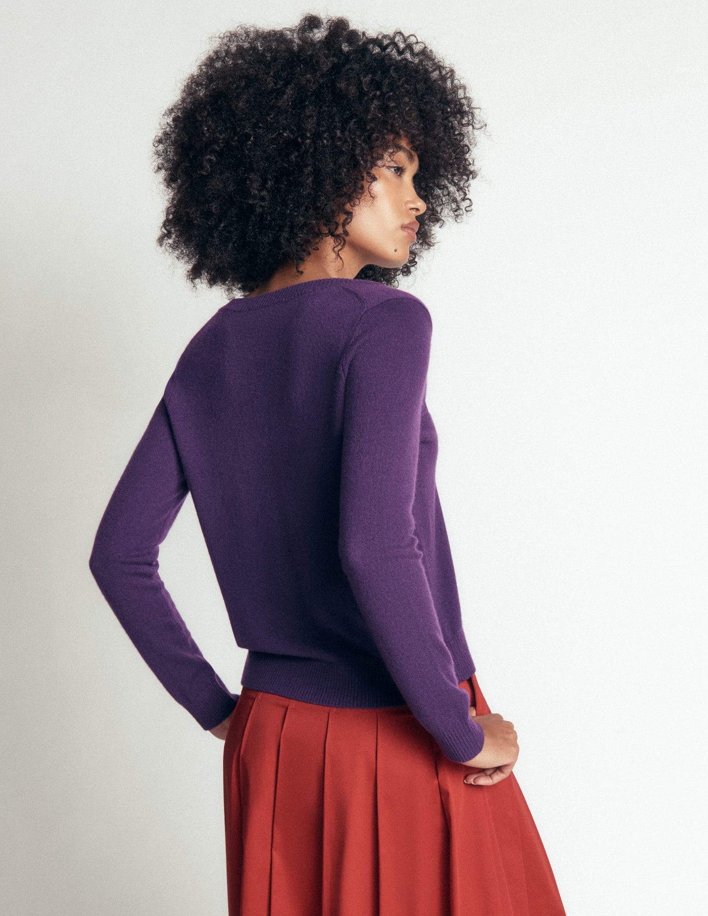Elsie Cashmere V Neck Jumper-Deep Grape