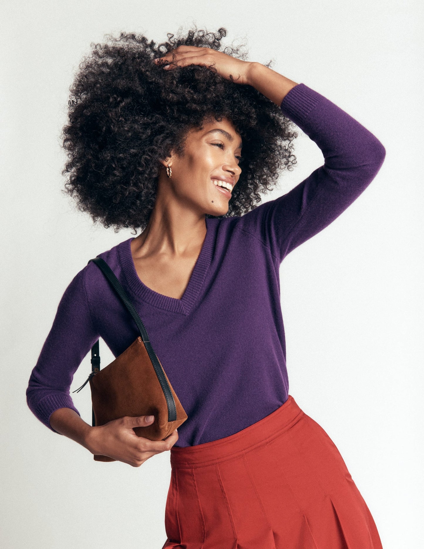 Elsie Cashmere V Neck Jumper-Deep Grape