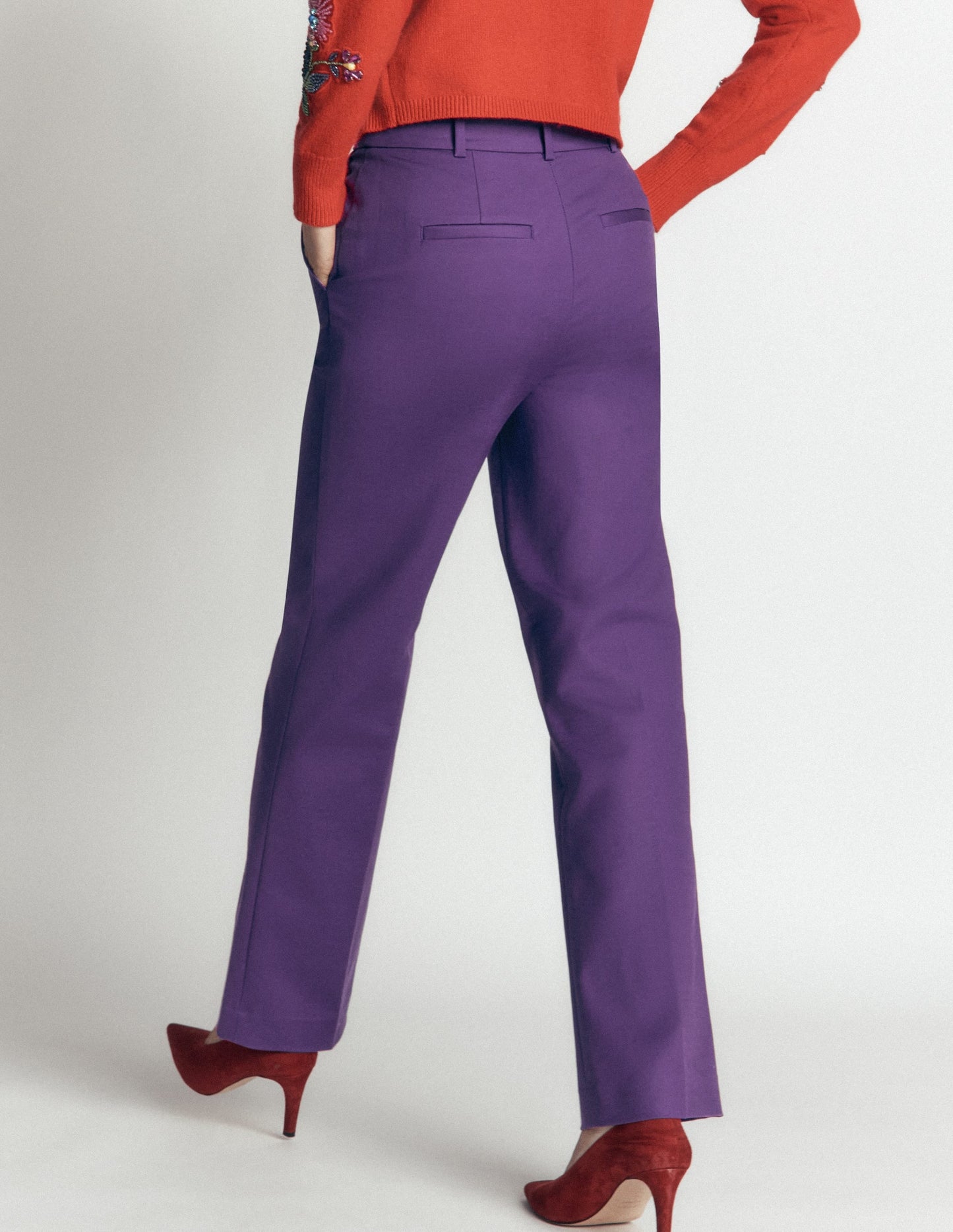 Canonbury Cotton Trousers-Deep Grape