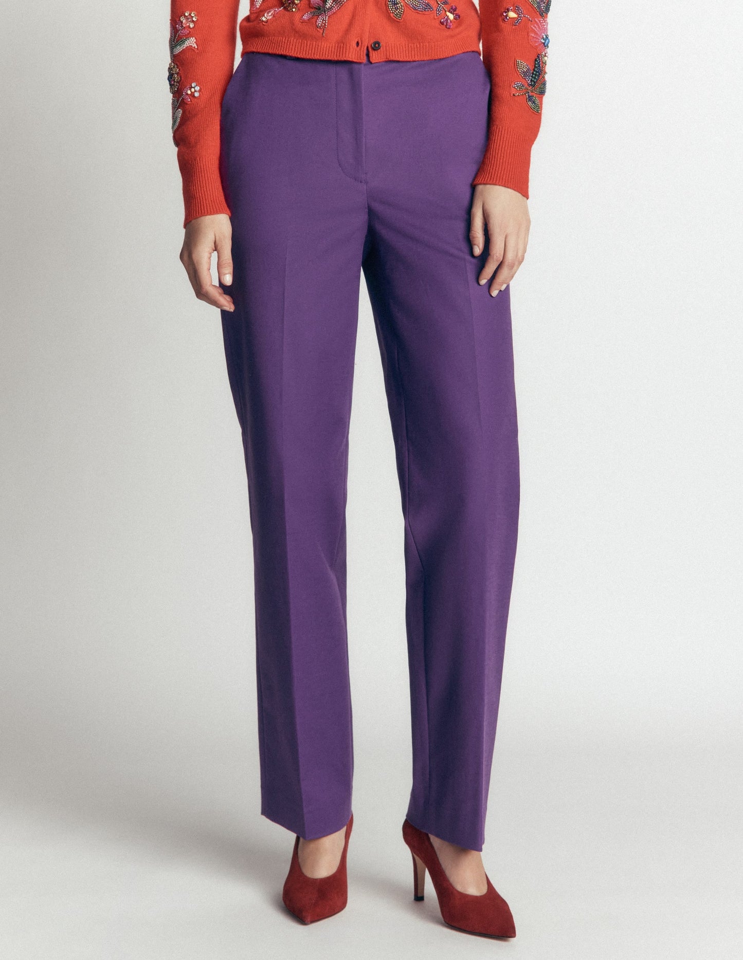 Canonbury Cotton Trousers-Deep Grape