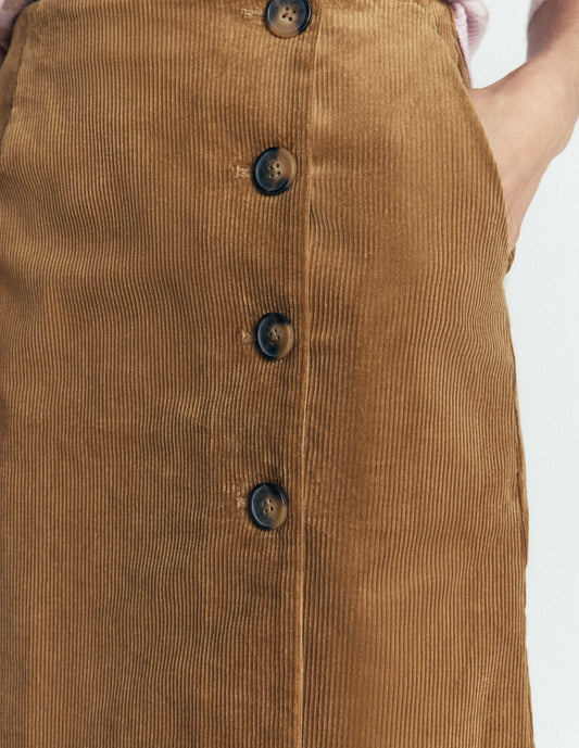 Evelyn Button Cord Wrap Skirt-Gingerbread
