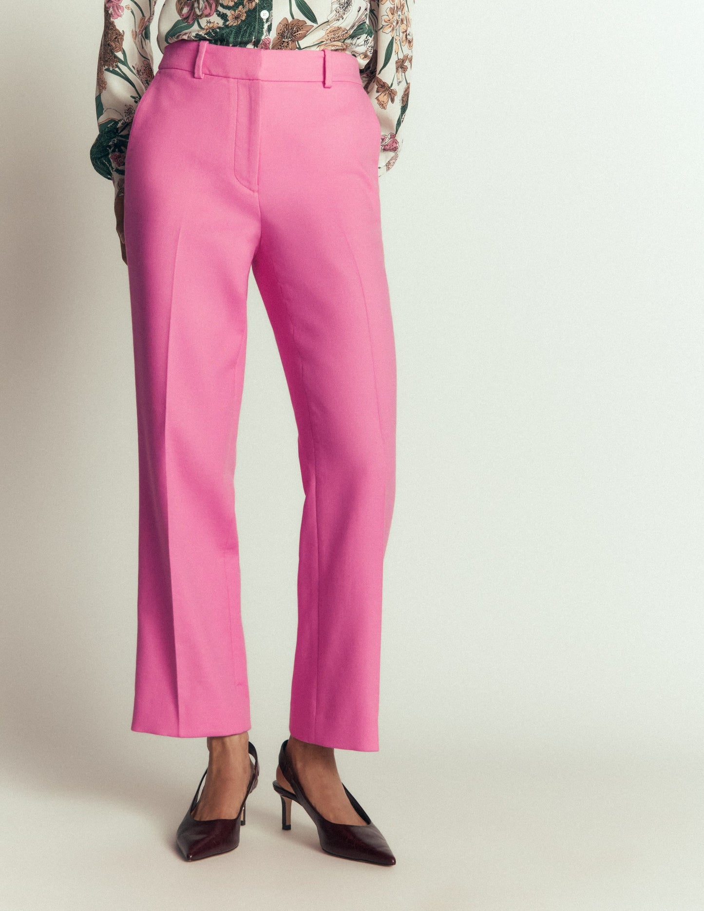 Canonbury Texture 7/8 Trousers-Wild Pink