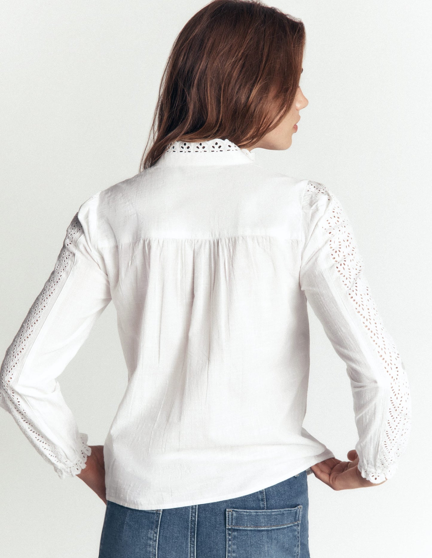 Broderie Cotton Top-Ivory Broderie
