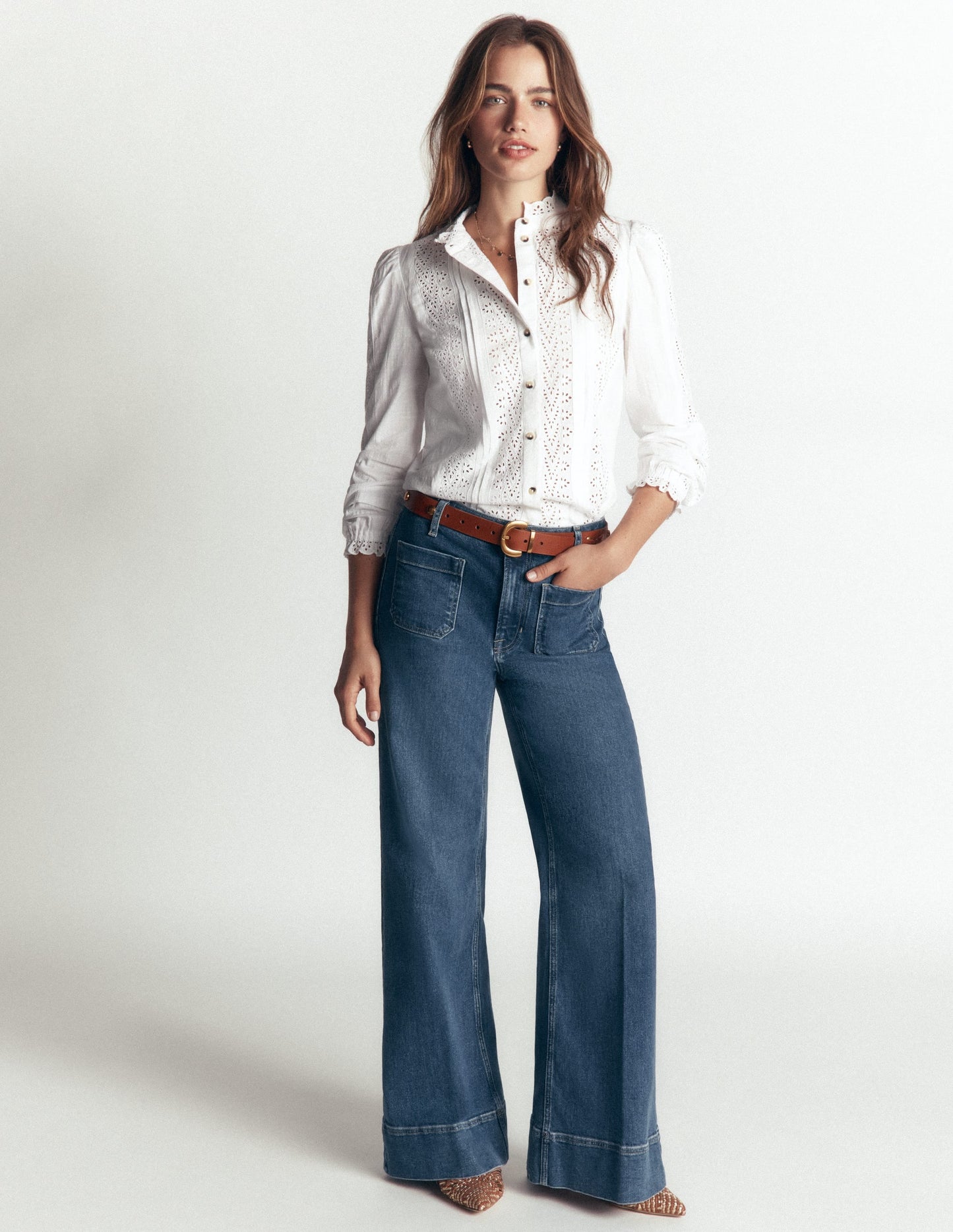 Broderie Cotton Top-Ivory Broderie
