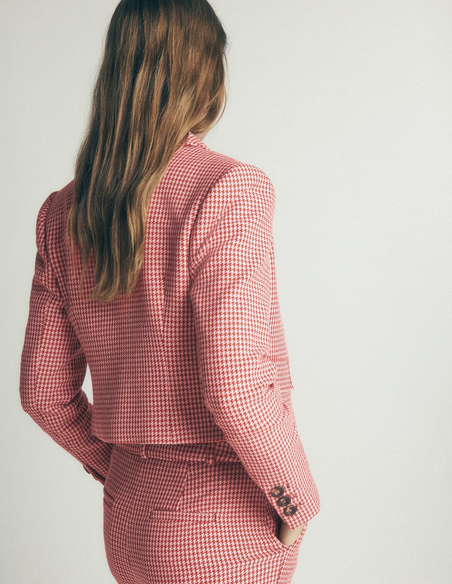 Dartmouth Cotton Blazer-Pink and Brown Puppytooth