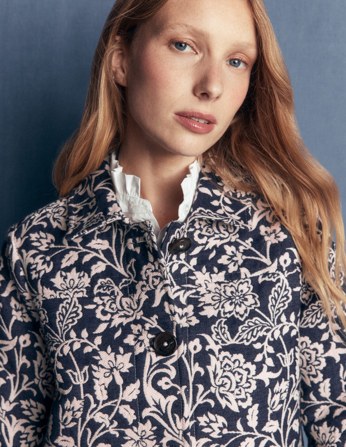 Fife Jacquard Chore Jacket-Navy