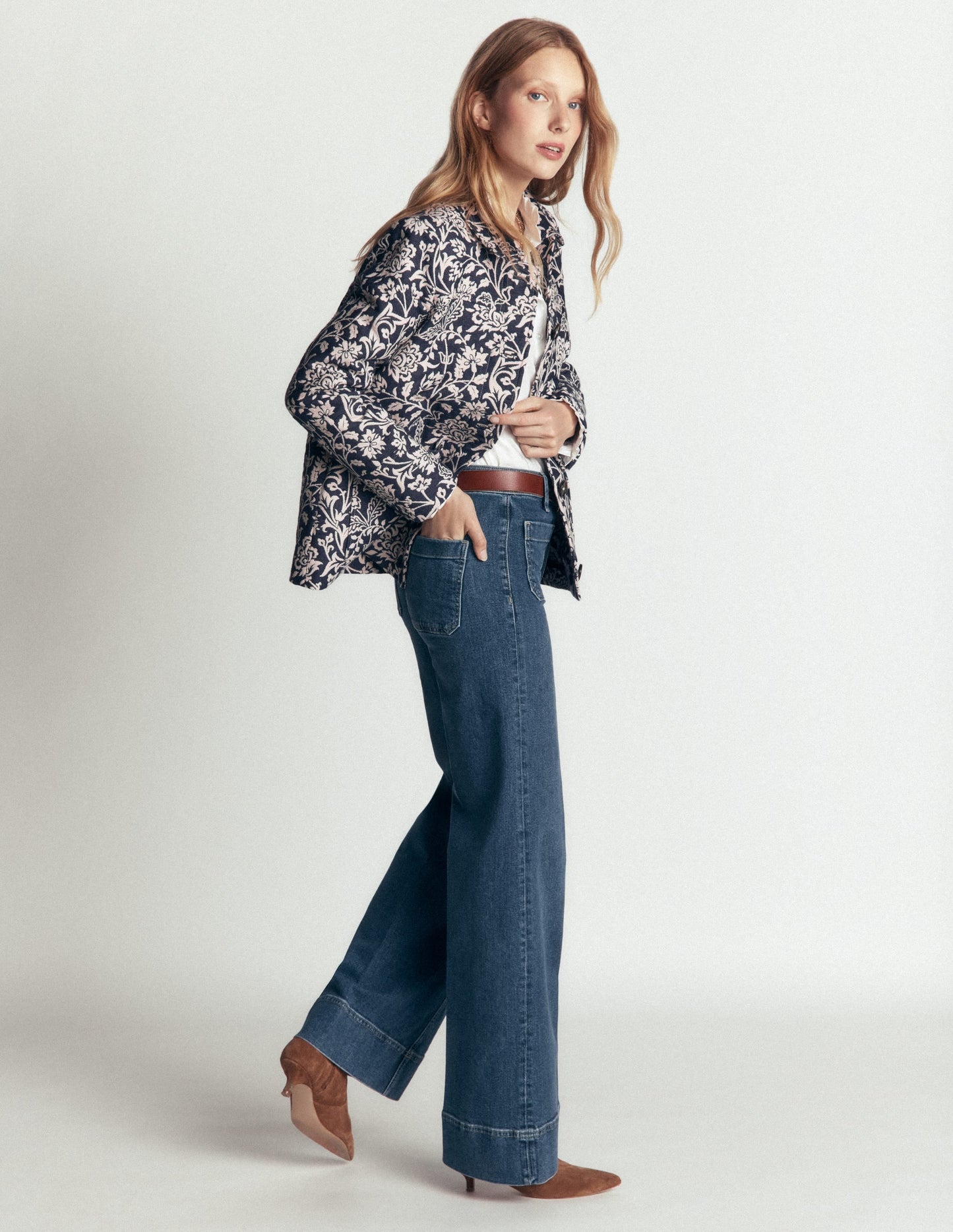 Fife Jacquard Chore Jacket-Navy