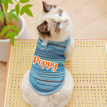 Personalisierter gestreifter Hunde-Jumpsuit mit Namen | inCloth47