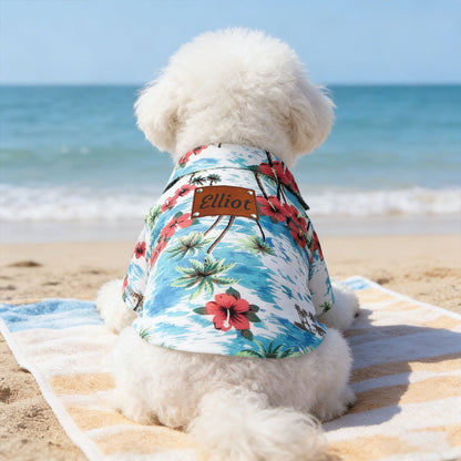 Personalized Leather Patch Name Hawaiian Pet T-shirt | inCloth57