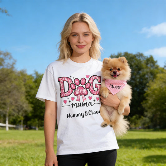 T-shirt personnalisé fête des Mères pour maman de chien et bandana pour animal | inCloth45
