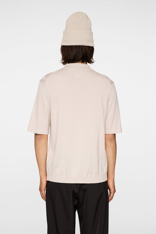 Remy Structure Zip Knit Polo / Moonbeam