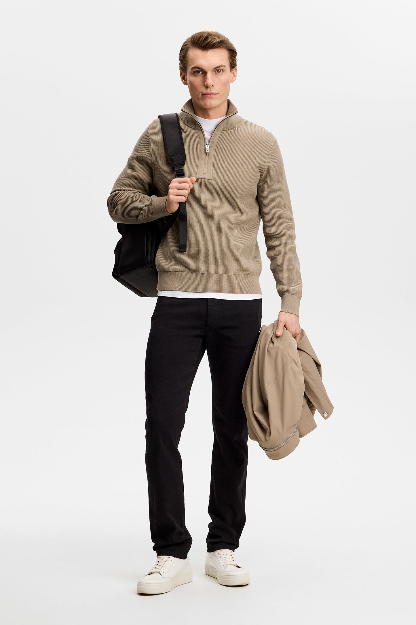 Alex Half Zip Knitted Sweater / Brindle
