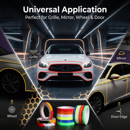 Premium Reflective Car Styling Strip - 6 Vibrant Colors Universal Auto Decal for Grille, Mirror, Wheel & Door