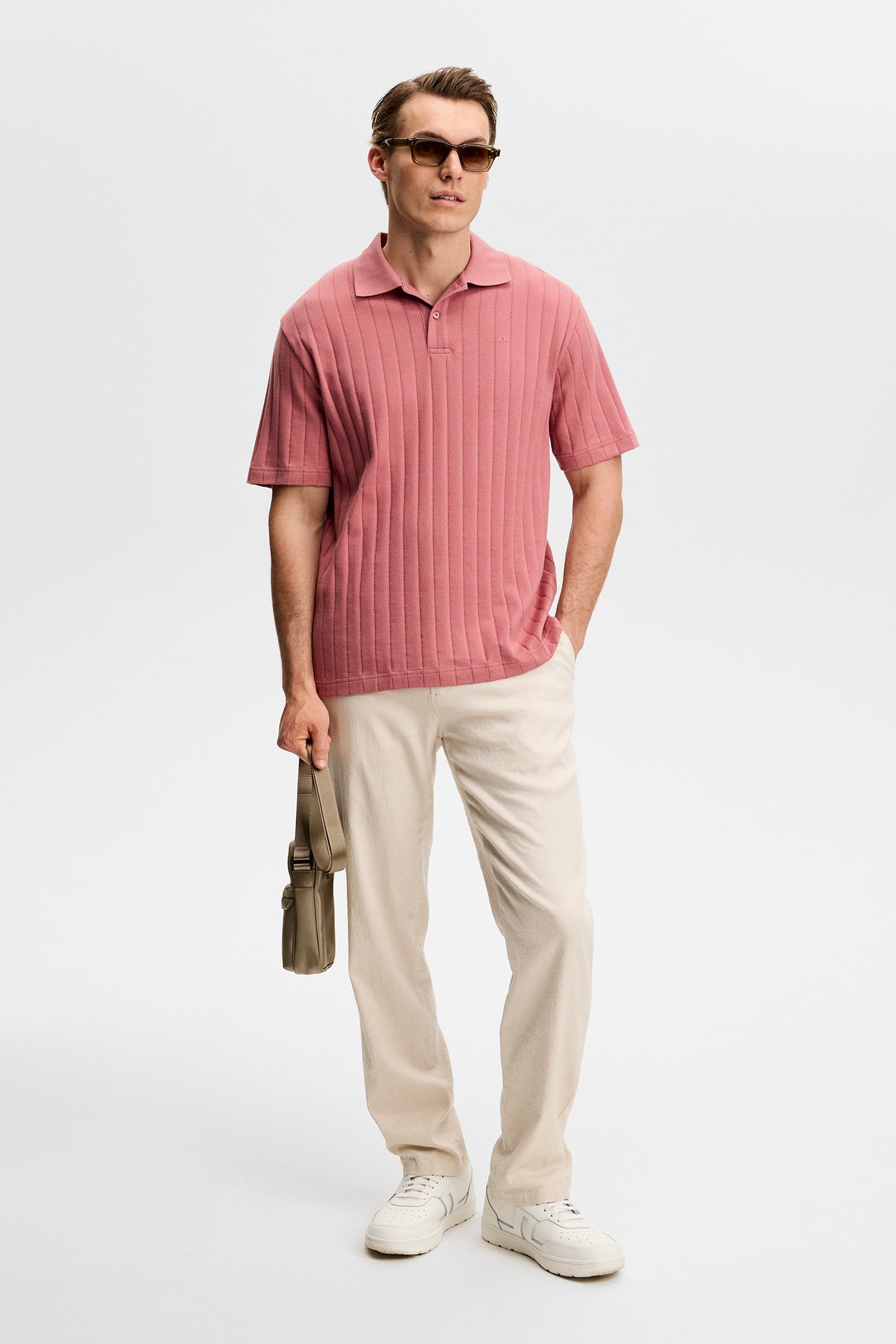 Simon Stripe Polo / Withered Rose