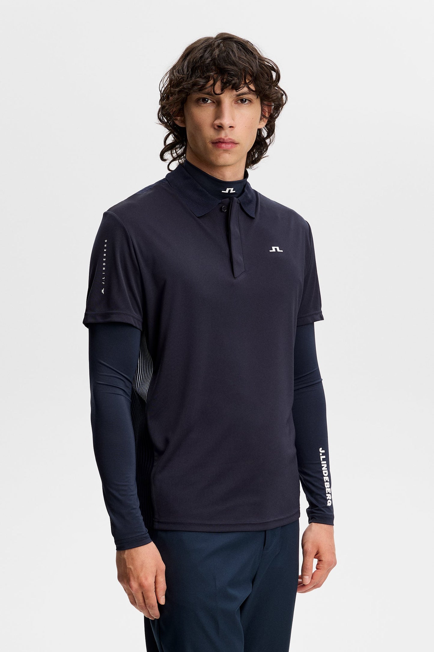 Neri Hybrid Knit Polo Shirt / Navy