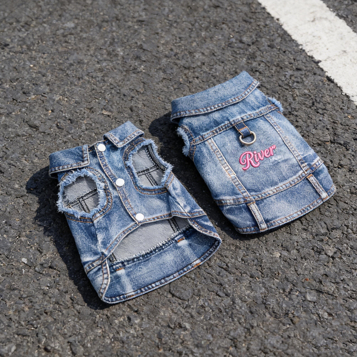 Personalisierte bestickte Haustier-Jeansweste mit Namen | inCloth63