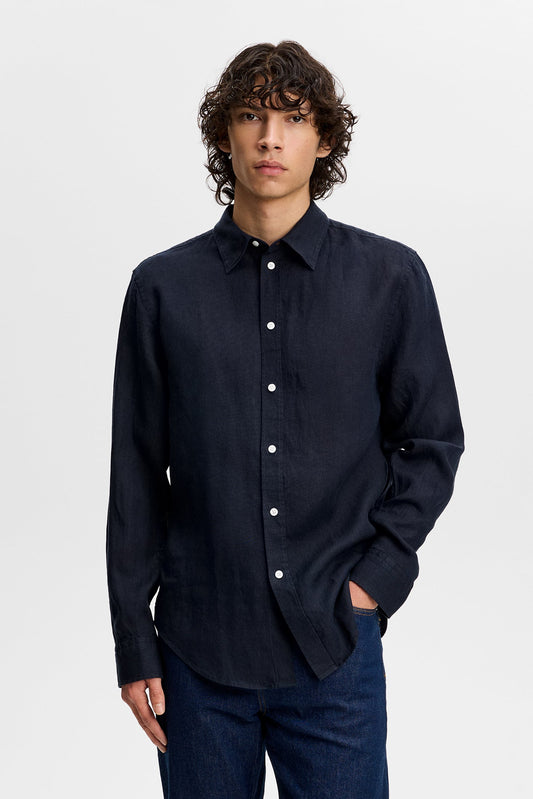 Zachary Clean Linen Shirt / Navy