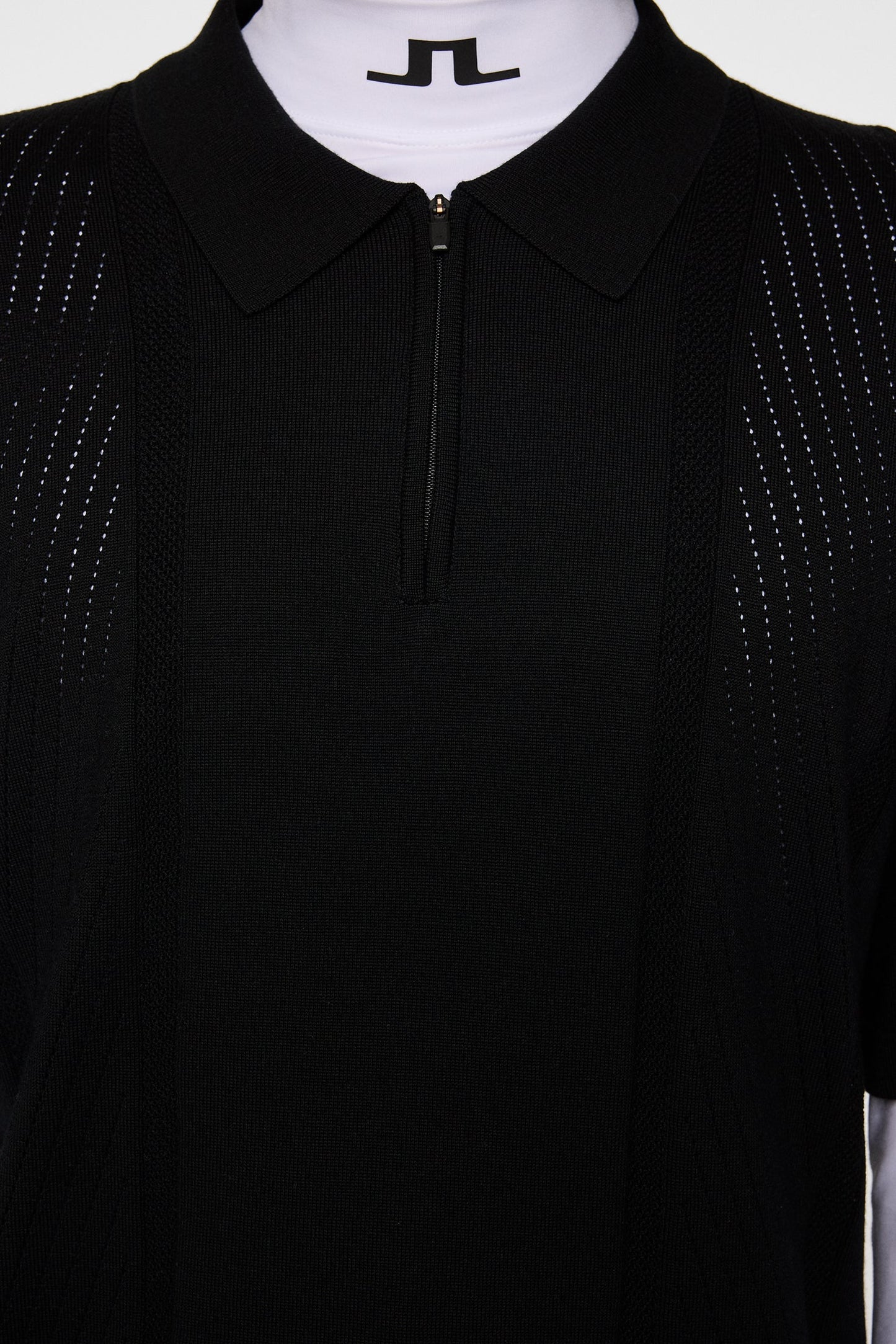 Remy Structure Zip Knit Polo / Black