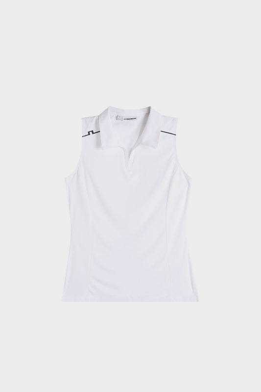 Leah Sleeveless Polo / White