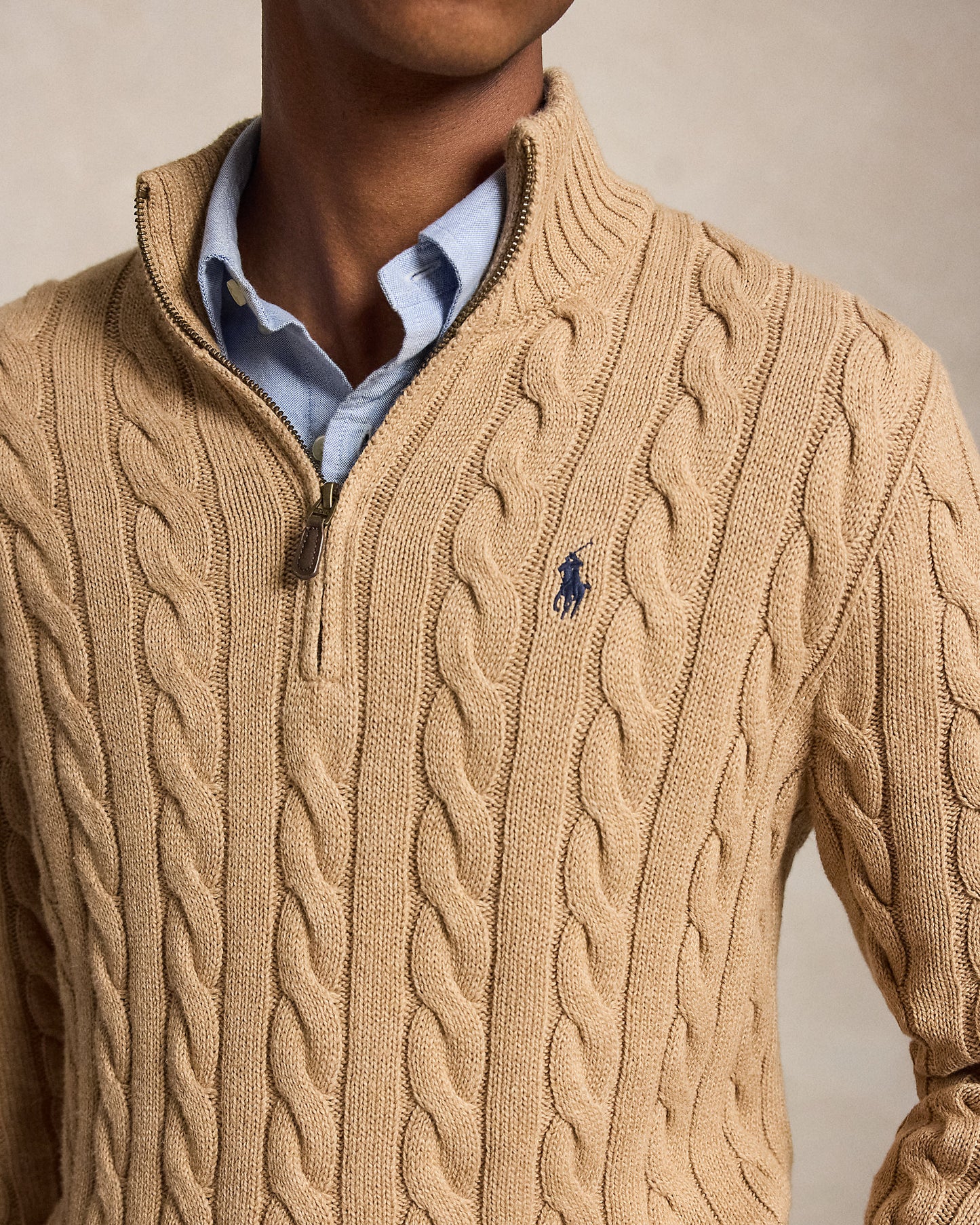 Cable-Knit Cotton Quarter-Zip Jumper